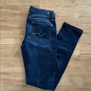 7 For All Mankind Roxanne Jeans 27 Dark Wash Mid Rise Slim Straight
